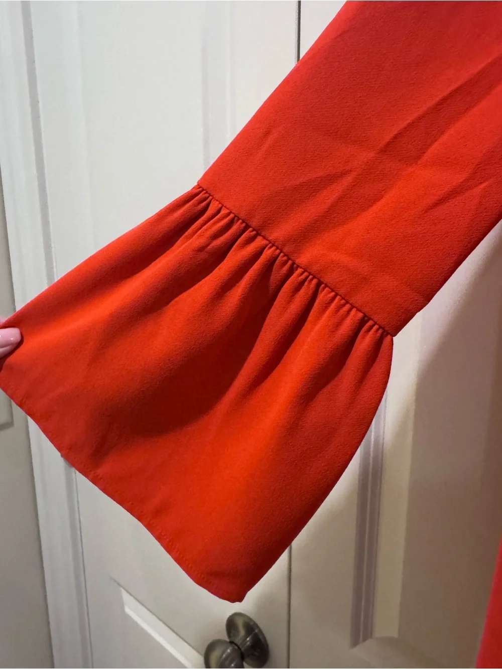 J. Crew Red Ruffle Neck Bell-Sleeve Mini Dress